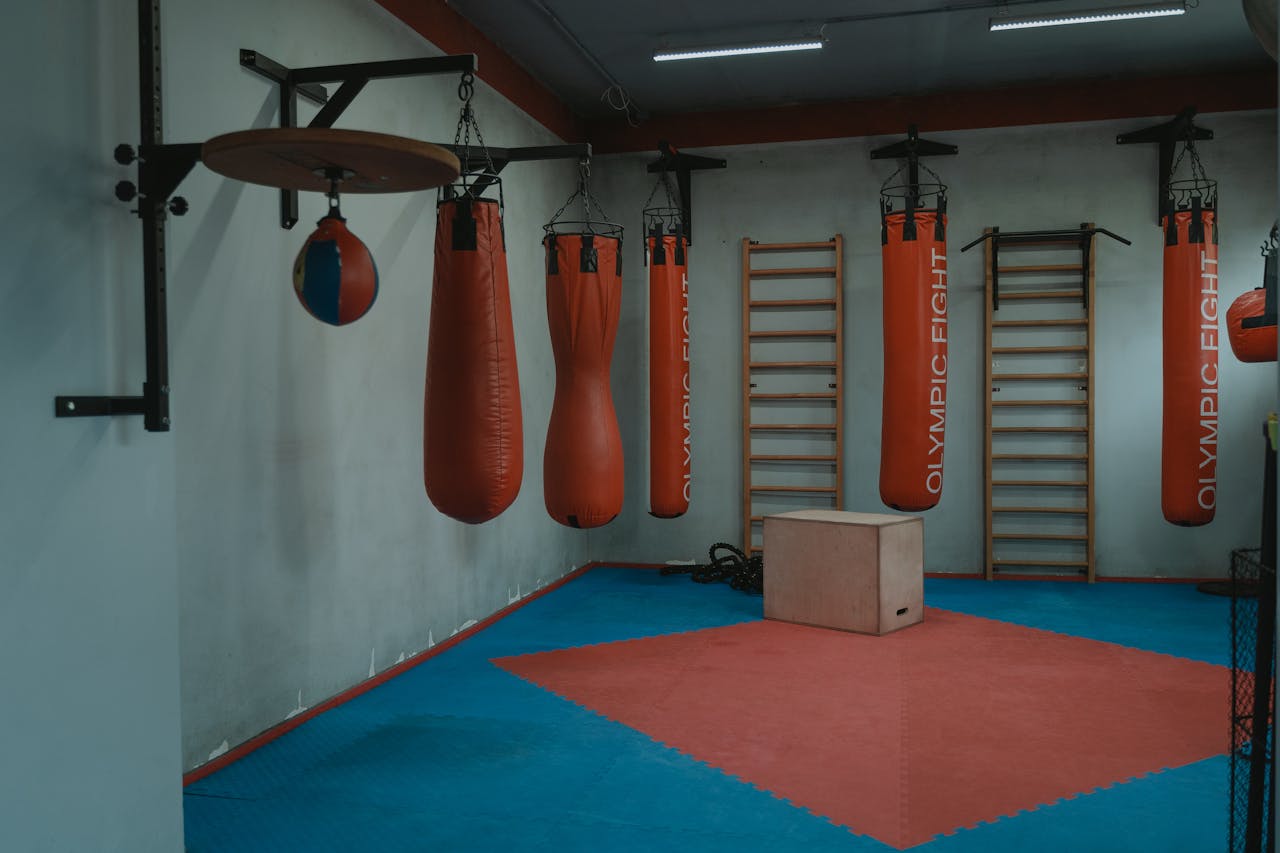 Hanging Punching Bags in a Gym